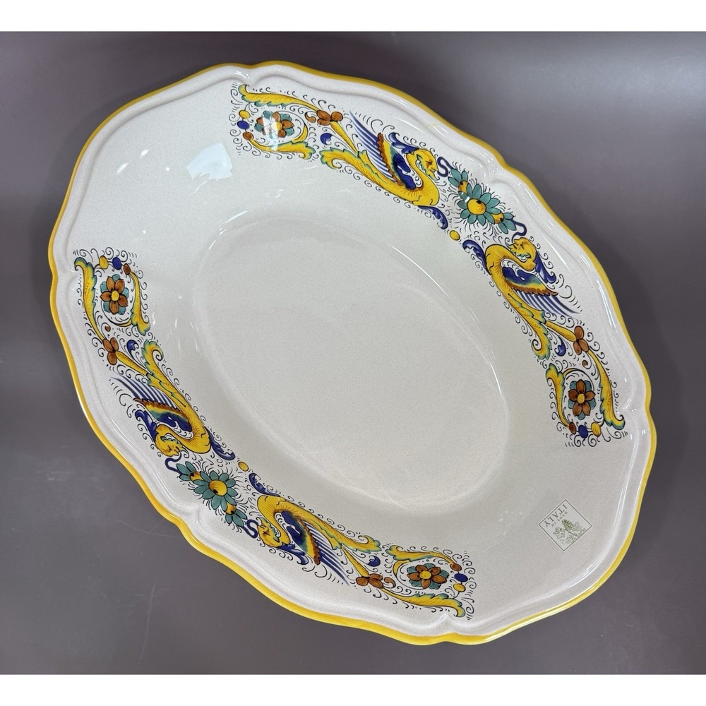 Ceramica Nova Deruta Italy Raffaellesco Dragon 13" Serving Bowl Hand Painted